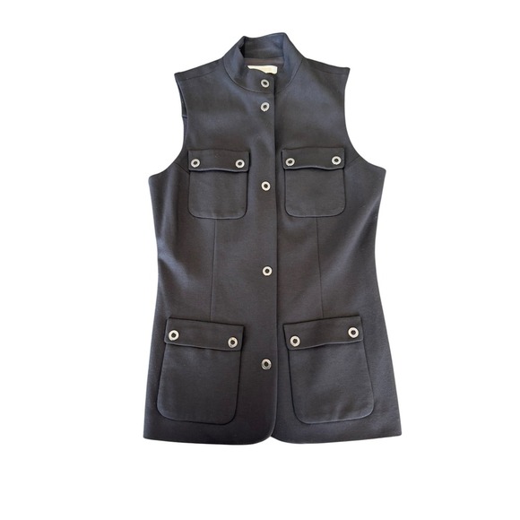Etcetera Women's Black Button Long Vest Size 4 Sleeveless Comfort - Picture 1 of 7